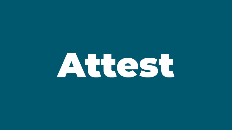 Graphic that reads "Attest"