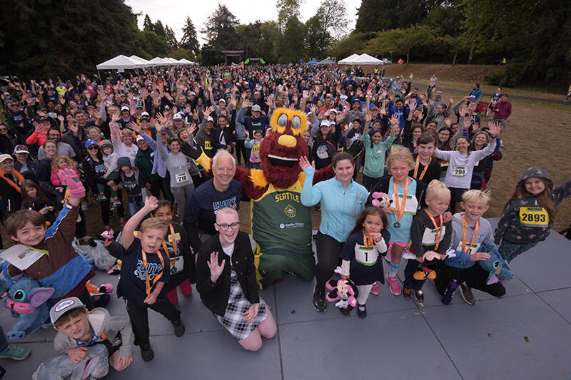 Run of Hope participants with the Seattle Storm mascot