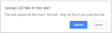 Dialog box asking to confirm upload