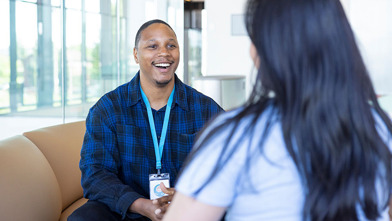 Provider consults with a patient
