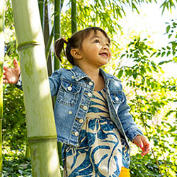 A girl in a bamboo forest