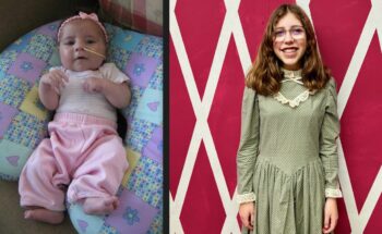 Seattle Children’s heart transplant patient, Gabrielle (left 2010, right 2024)