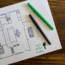 Hand-drawn fire escape plan for home.