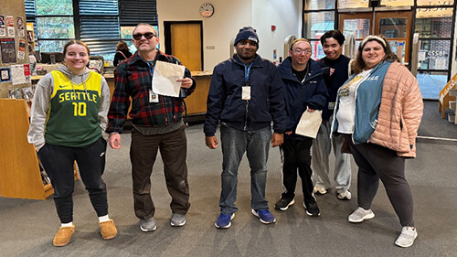 Pictured left to right: Lauren B., John W., Praveen V., Michael T., Gabe V., Mechelle R. at UW Bothell