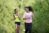 mother and daughter running