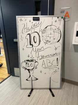 a sign that says happy 10 year anniversary