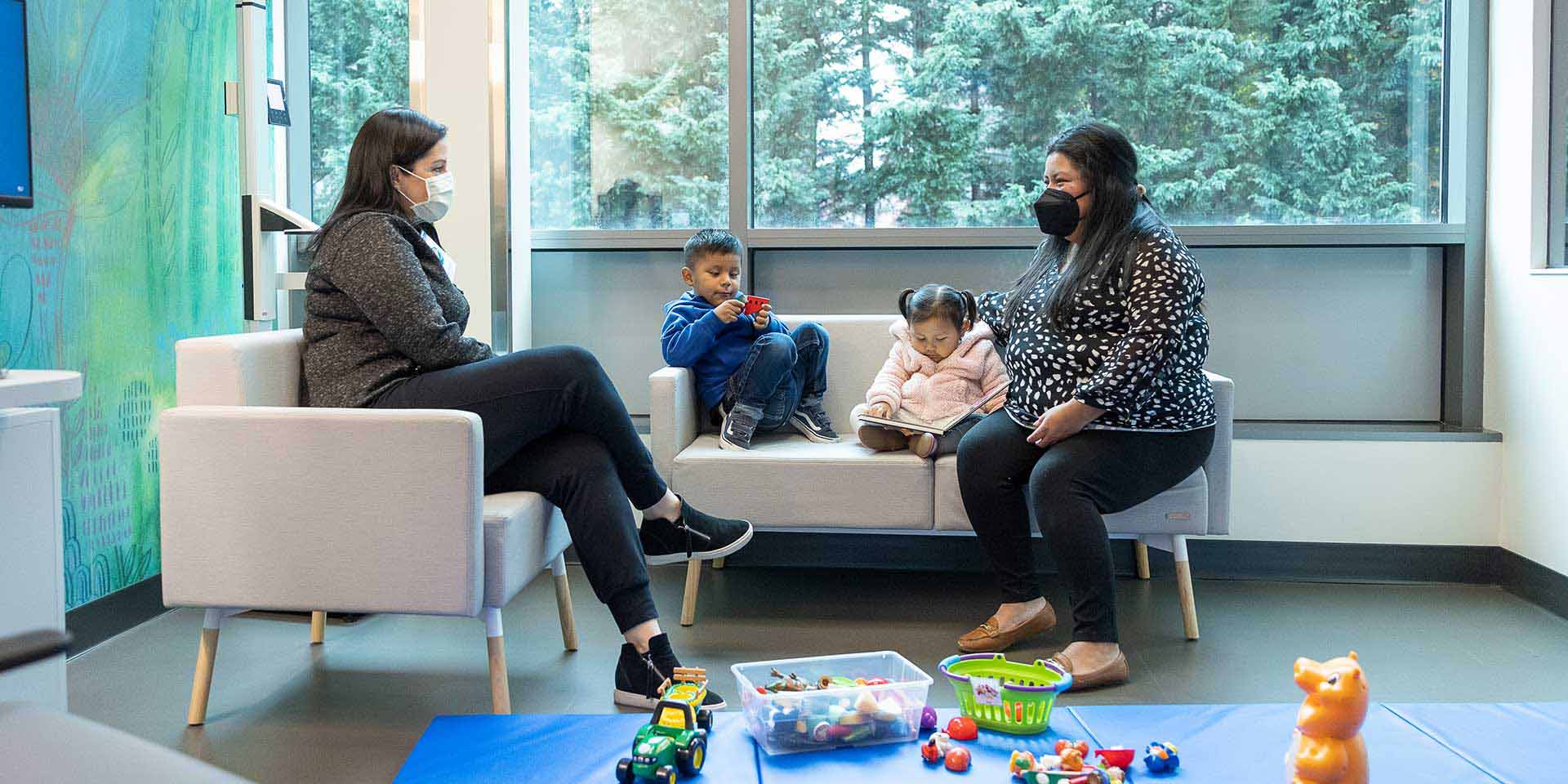 Dr. Minjarez meeting was a mother and her two small children at Seattle Children's Magnuson.