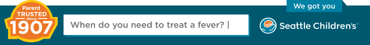 A search box that asks "When do you need to treat a fever?"