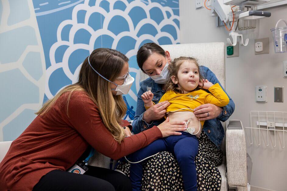 Dr. Brittany Lee with patient at Seattle Children’s Cancer and Blood Disorder Center