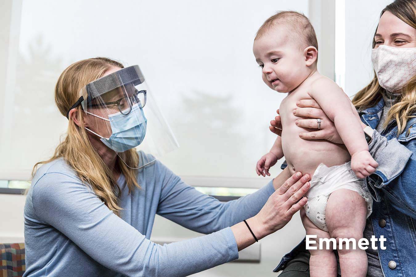 Dr. Kim Riehle examines a patient at Seattle Children's