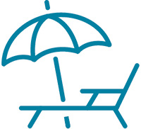Icon decpicting a beach umbrella and chair