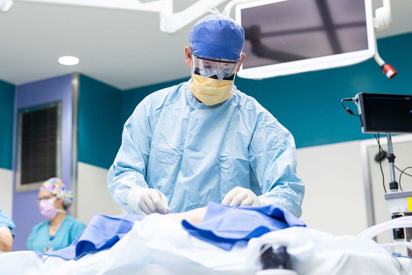 A surgeon performing surgery