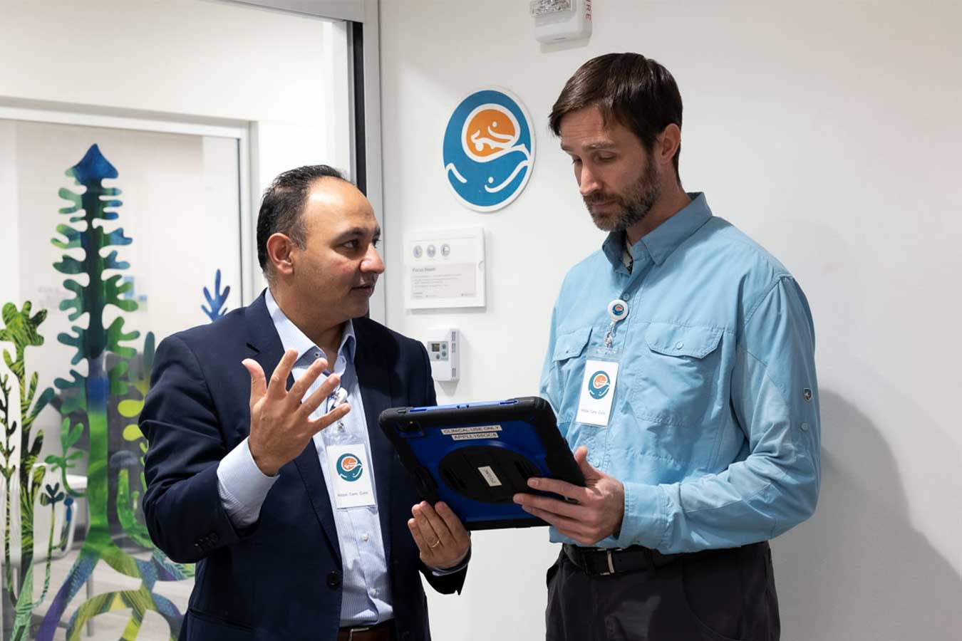 Dr Parikh and Johnson consulting together at Seattle Children's Airway and Esophageal Center