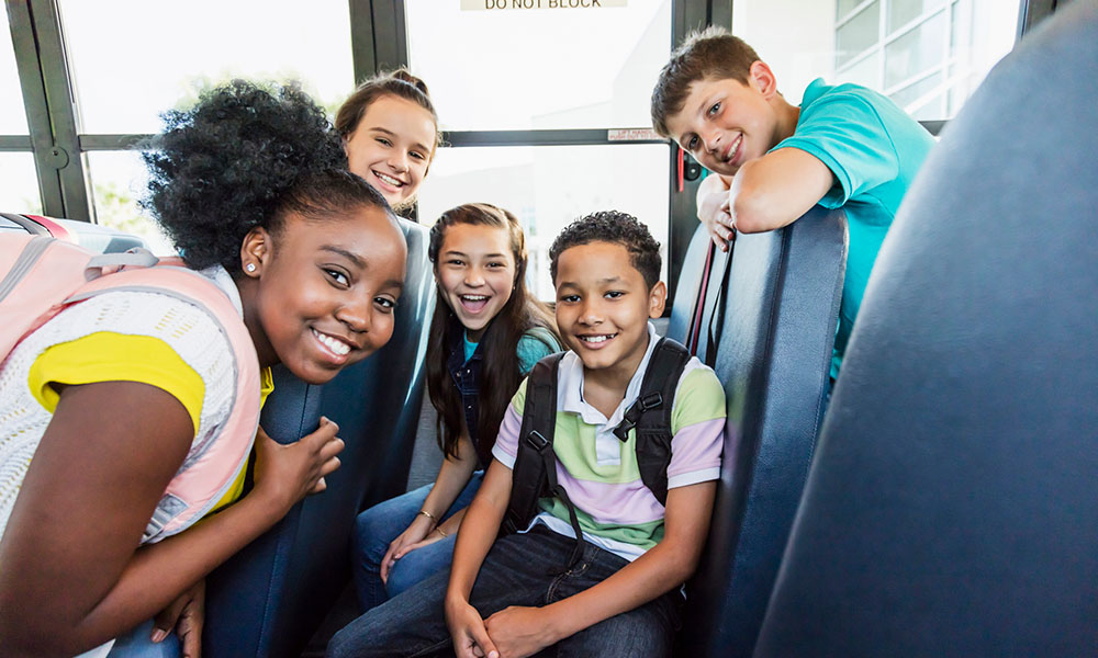 Children on a school bus