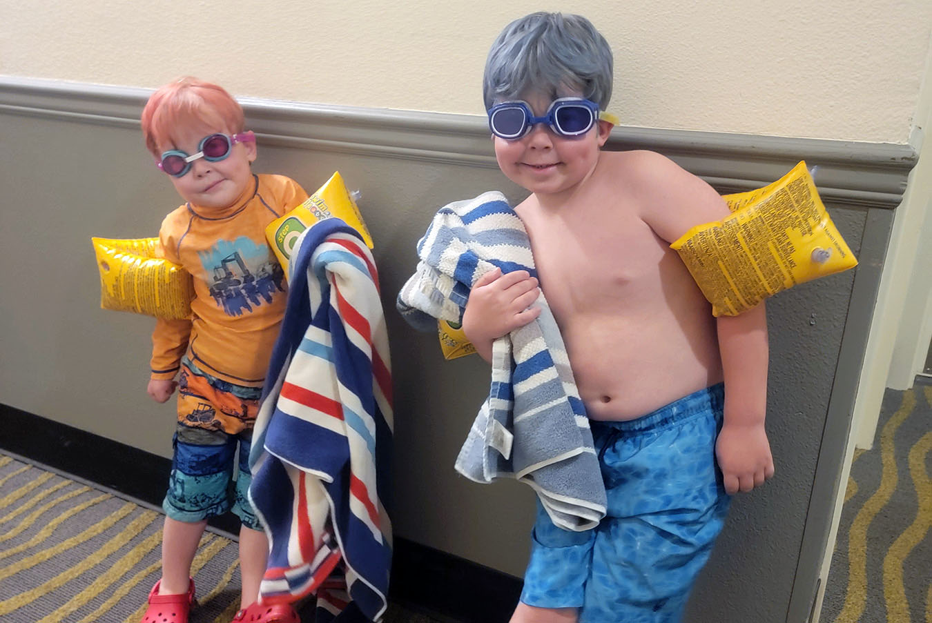 Boys ready to go swimming