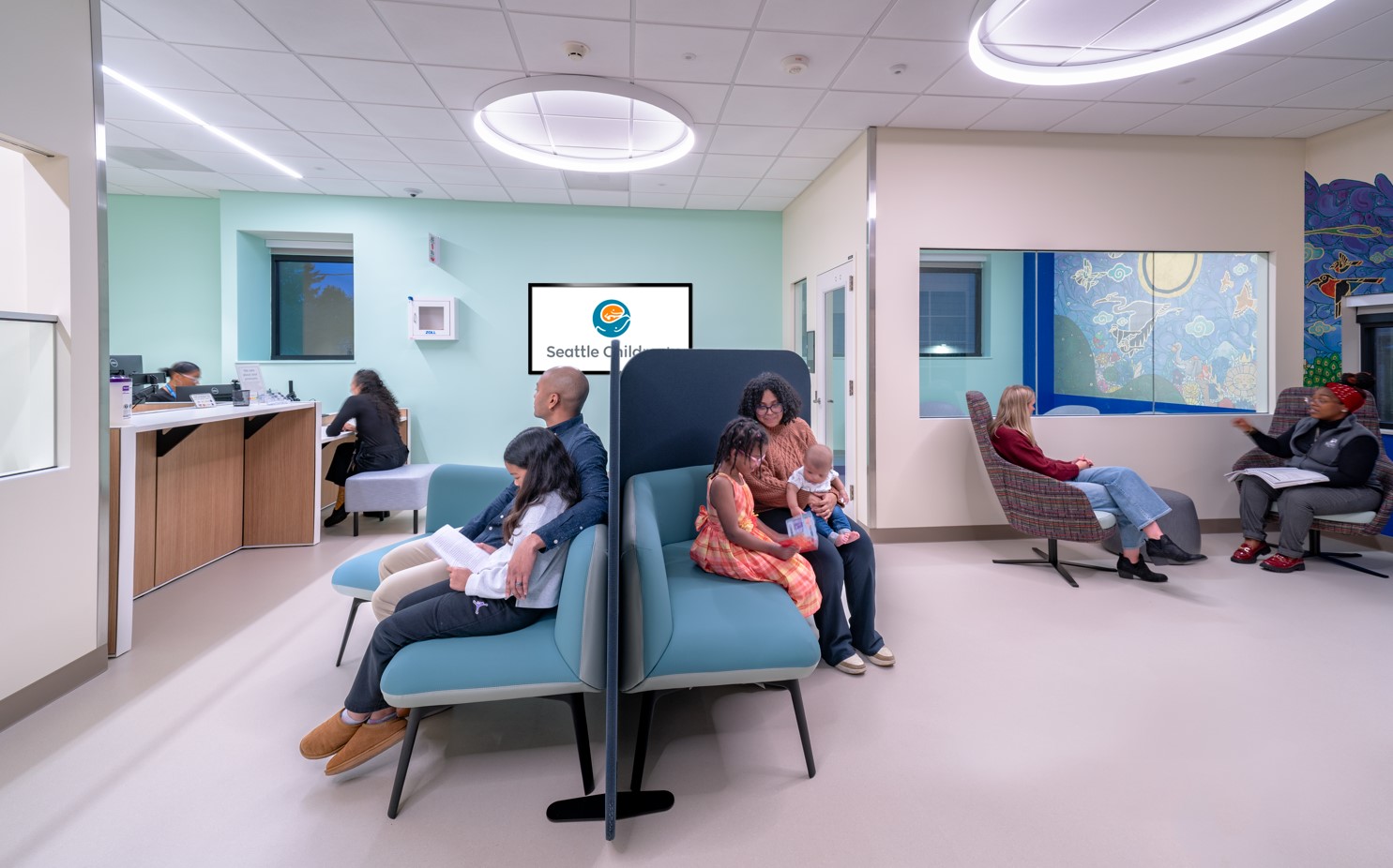 Patients and families in the OBCC Central District lobby