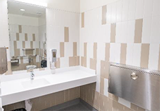 Each sleep study suite has a private spacious bathroom with a toilet, sink and changing area.