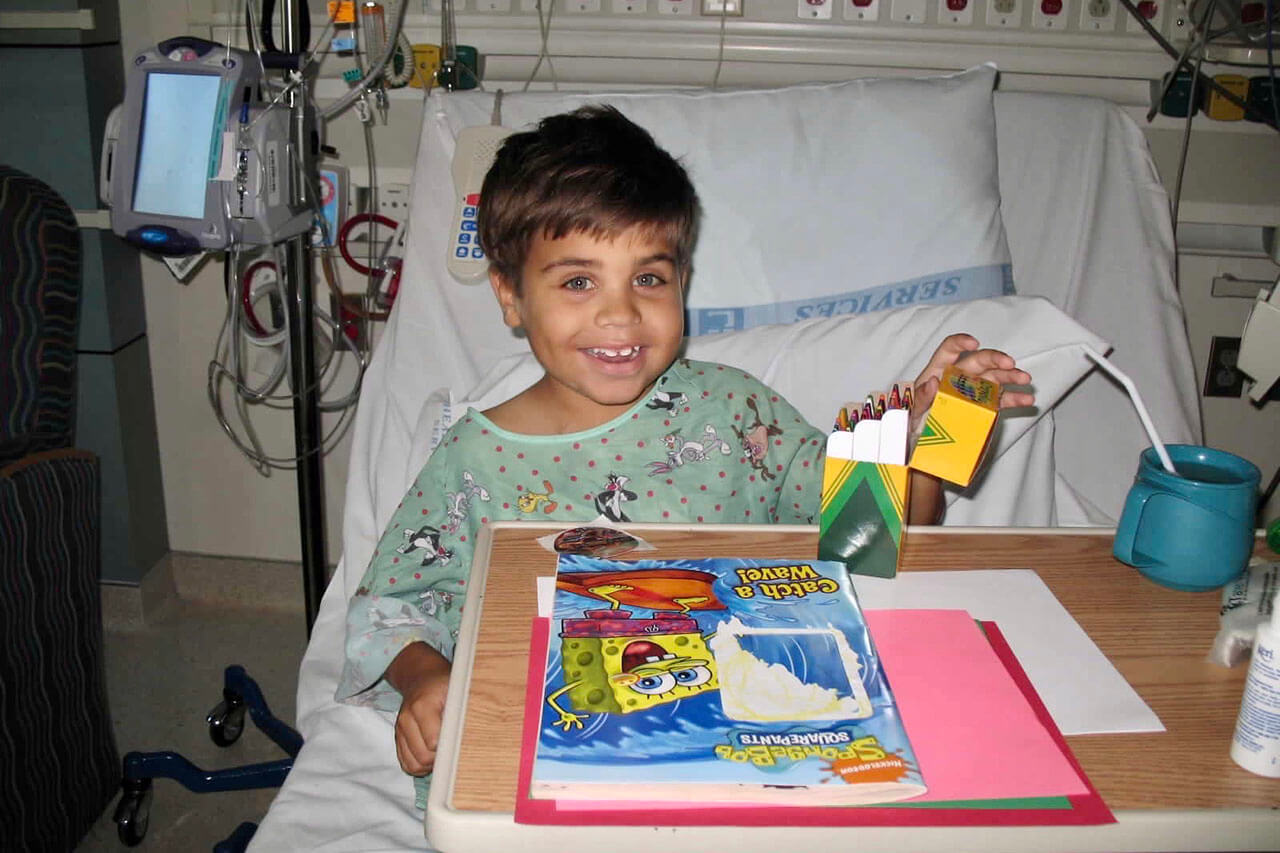 Connor at Seattle Children’s for his kidney transplant in 2009