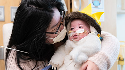 A woman with a baby