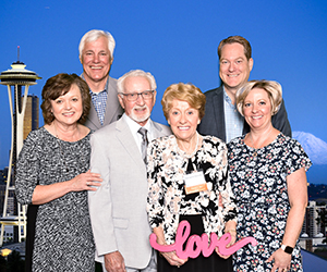 The Des Moines Auxiliary’s remarkable Margaret Downey, pictured center with her family, received the Anna Clise Award for Individual Achievement, honoring her exemplary commitment and dedication to Seattle Children’s mission.