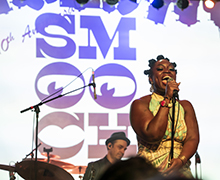 A picture of Shaina Shepherd performing at the SMooCH concert.