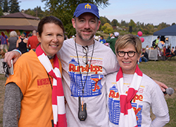 Mary Pat Iaci (right) with Erin Cordry and Michael Hirschler at Run of Hope Seattle sponsored by the Pediatric Brain Tumor Research Fund Guild and the Four Seasons Hotel.