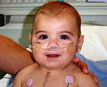 Toddler Luke in the hospital after heart surgery