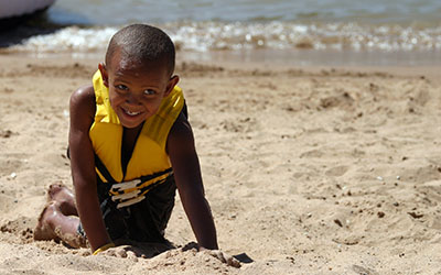 Boy in a life jacket
