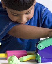 Kiddo playing with blocks