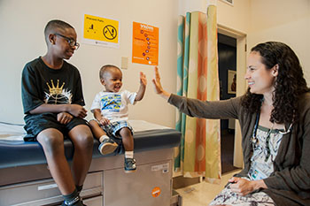 Dr. Bell with patients at Seattle Children's