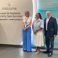 ; Tessi Foley, MN, RN, EvergreenHealth Director, Women and Children’s Services; Jamie Phillips, MHA, FACHE, Seattle Children’s President and COO; Howard Jeffries, Seattle Children’s Senior Medical Director, Regional Network Strategy and Development