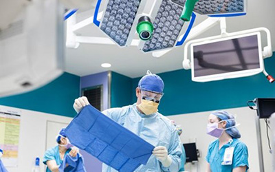A surgeon prepares for surgery