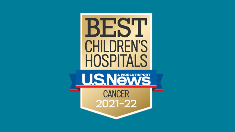 U.S. News and World Report Best Children's Hospitals Badge, Cancer, 2021-2022