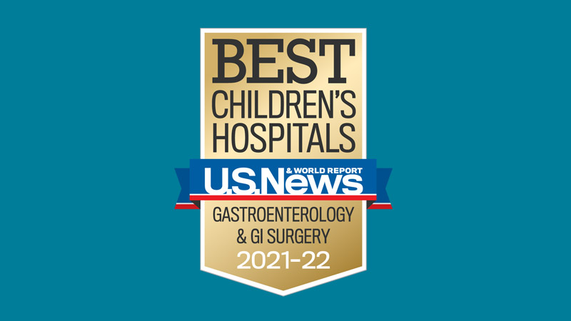U.S. News and World Report Best Children's Hospitals Badge, Gastroenterology and GI Surgery, 2021-2022