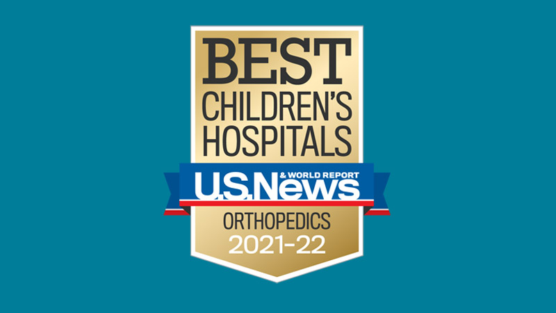 U.S. News and World Report Best Children's Hospitals Badge, Orthopedics and Sports Medicine, 2021-2022