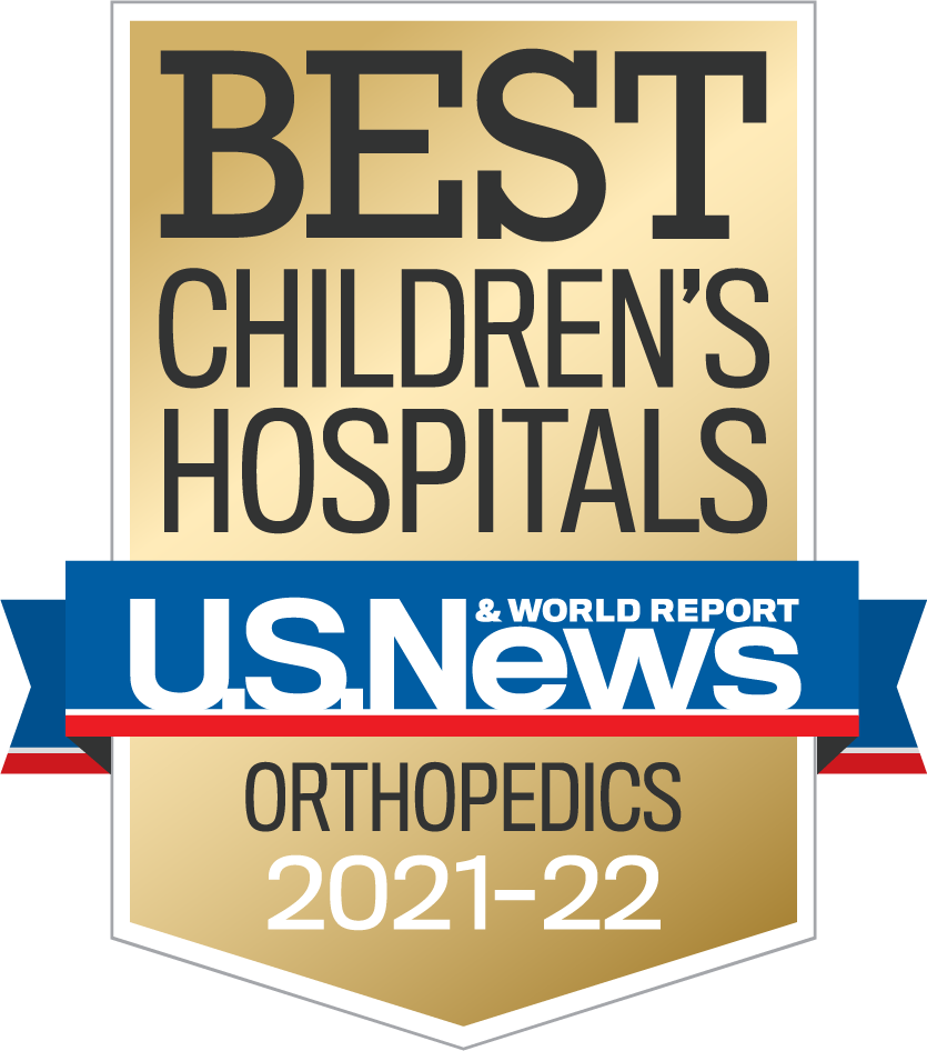 U.S. News and World Report Best Children's Hospitals Badge, Orthopedics, 2021-2022