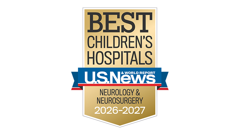 Graphic reads: Best Children's Hospitals; U.S. News and World Report; Neurology & Neurosurgery 2025-2026