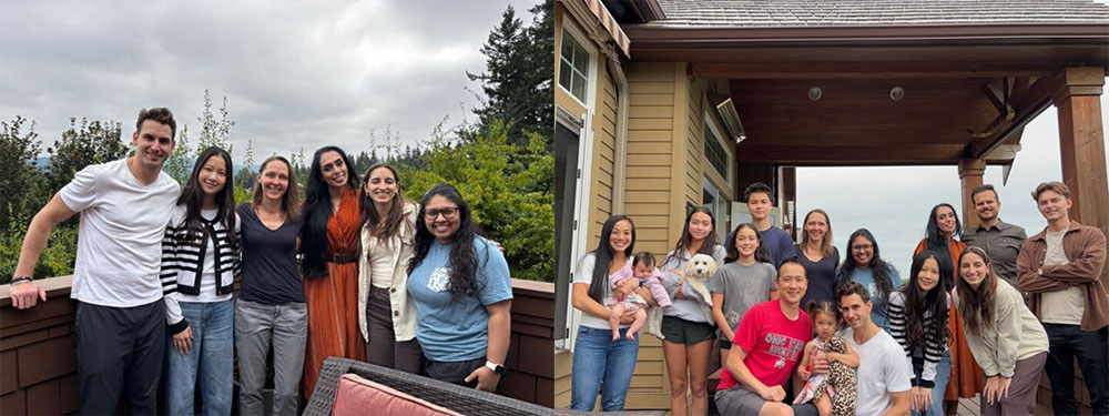 Two pictures of the members of the Rau Lab at a BBQ