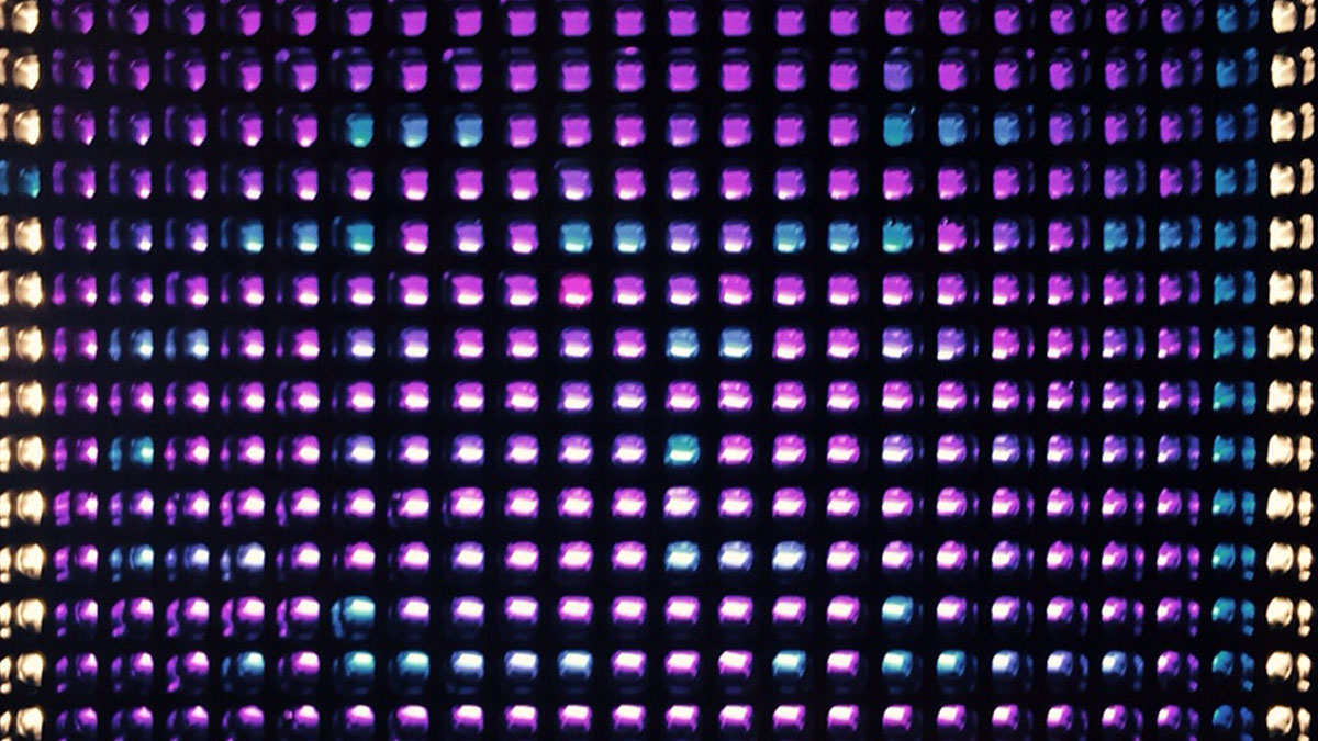 Grid of purple and blue lights