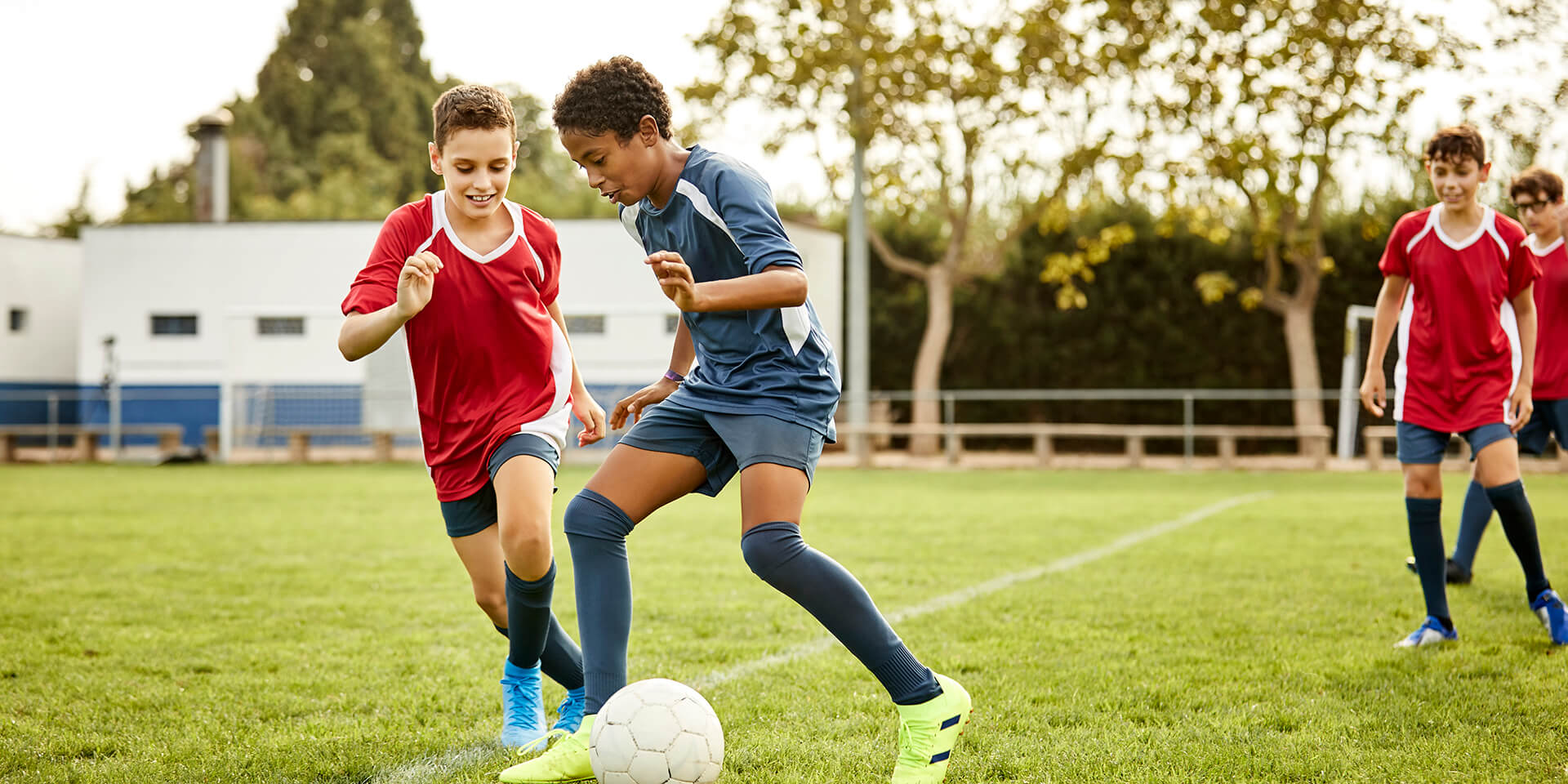 Boys playing soccer