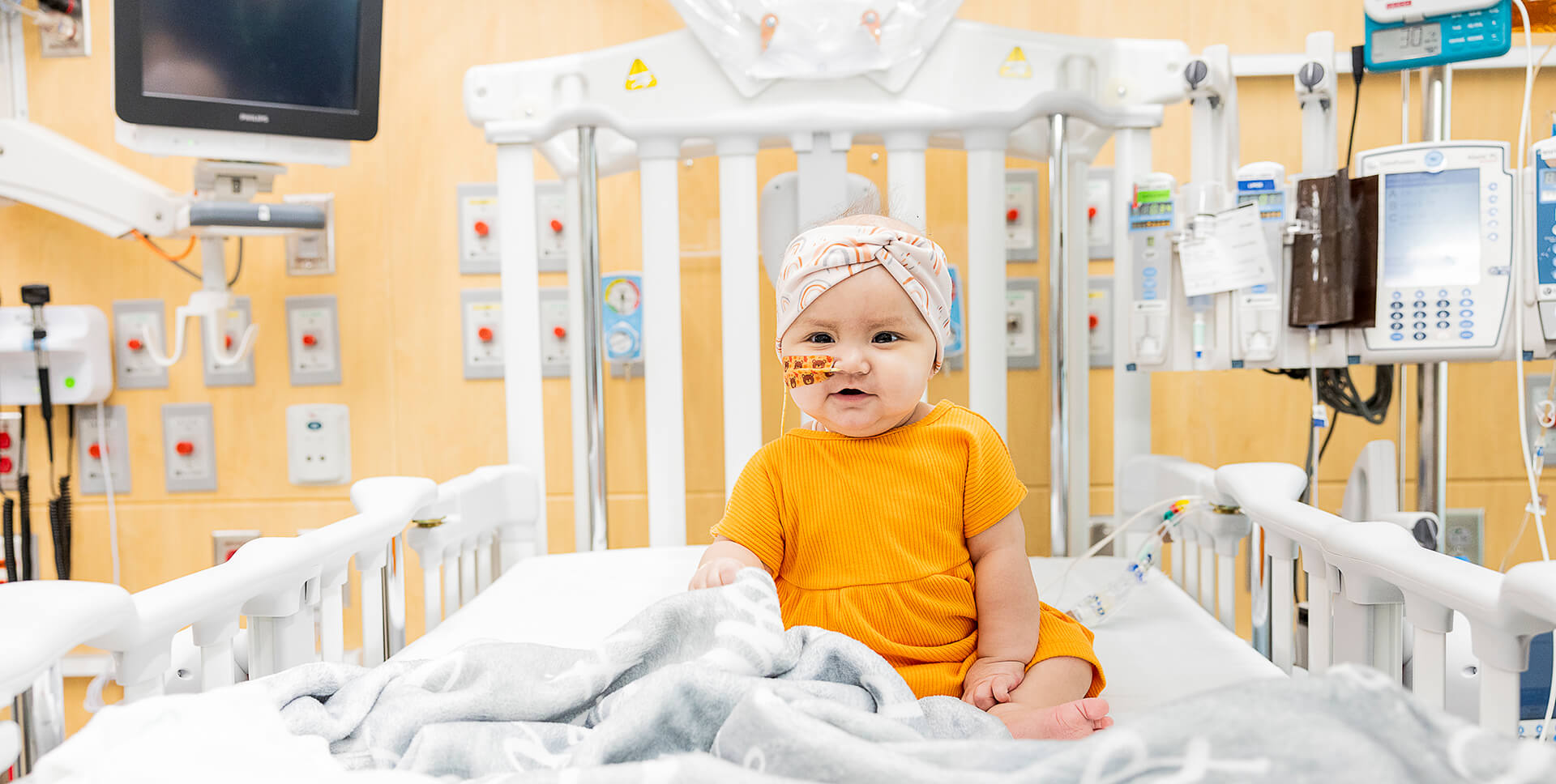 Young girl in hospital bed