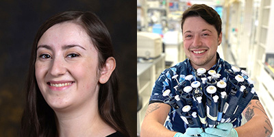 Headshots of a woman and a man