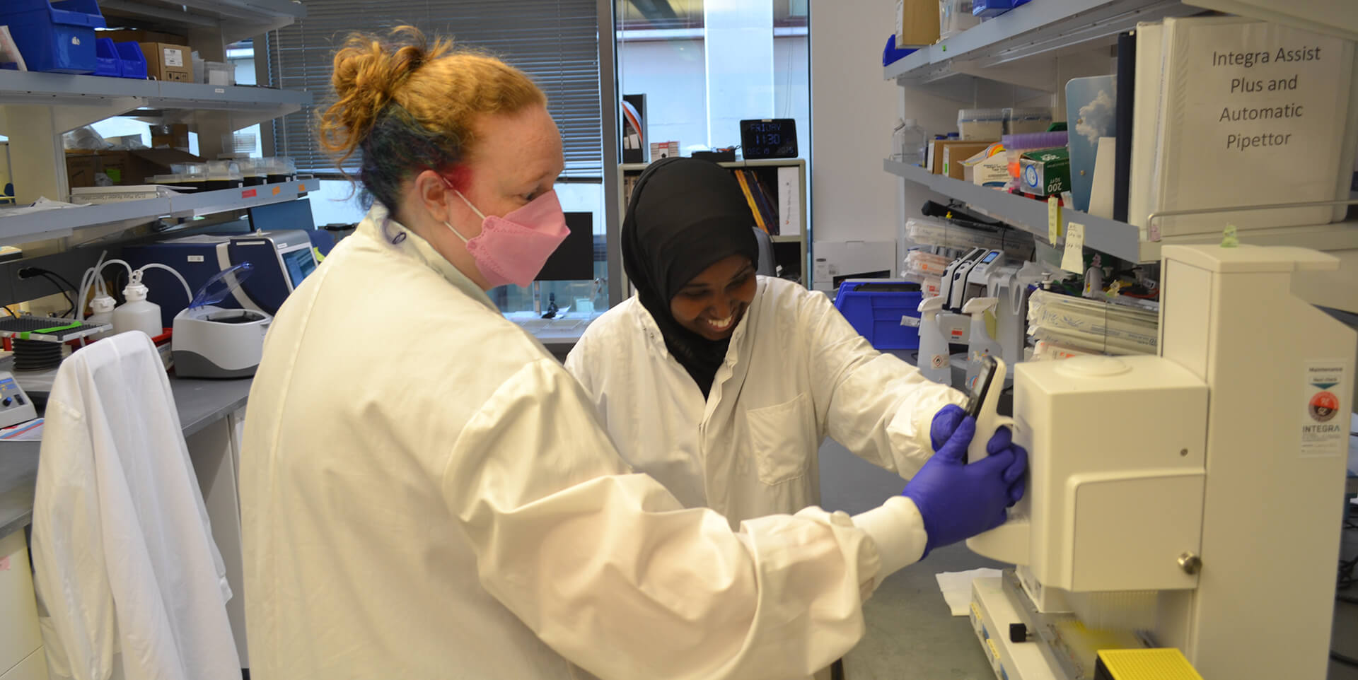 Two scientists working in the lab
