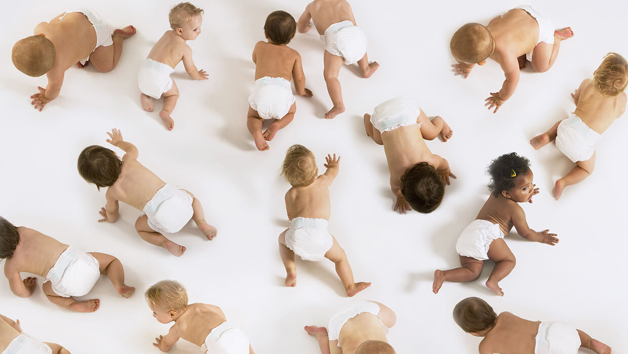 Multiple babies crawling