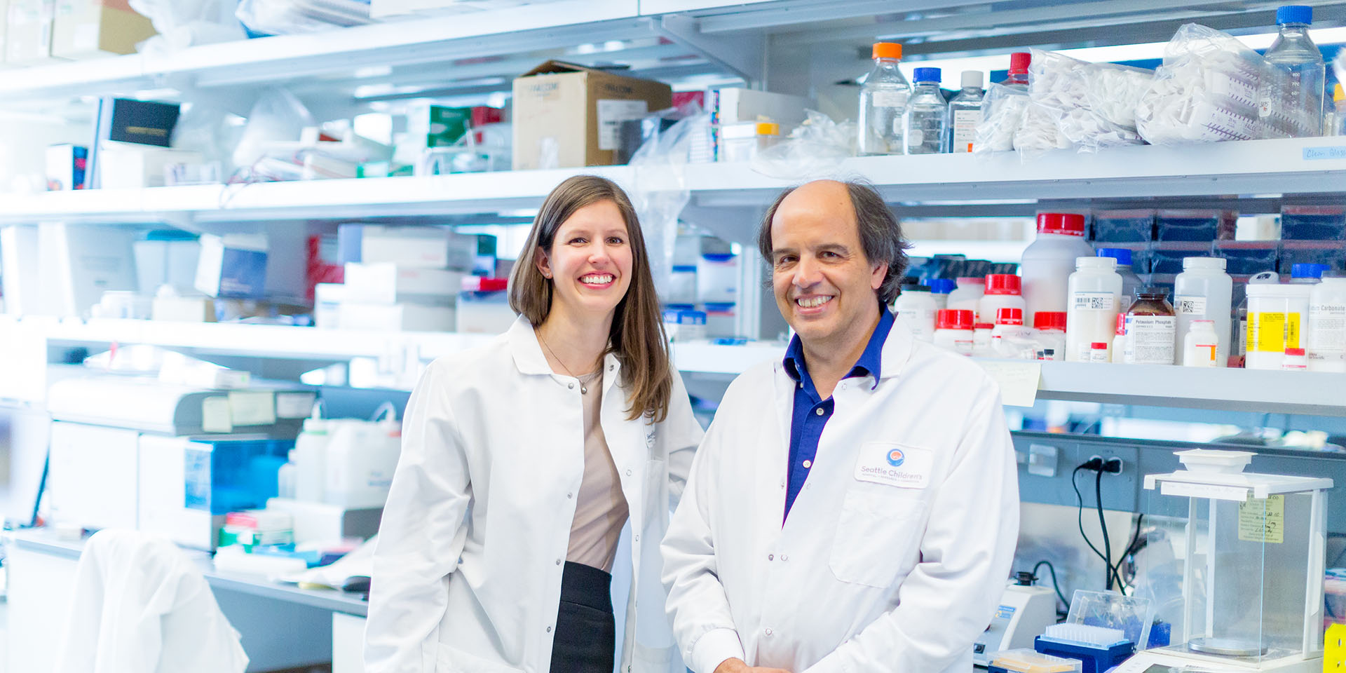 Two researchers in a lab
