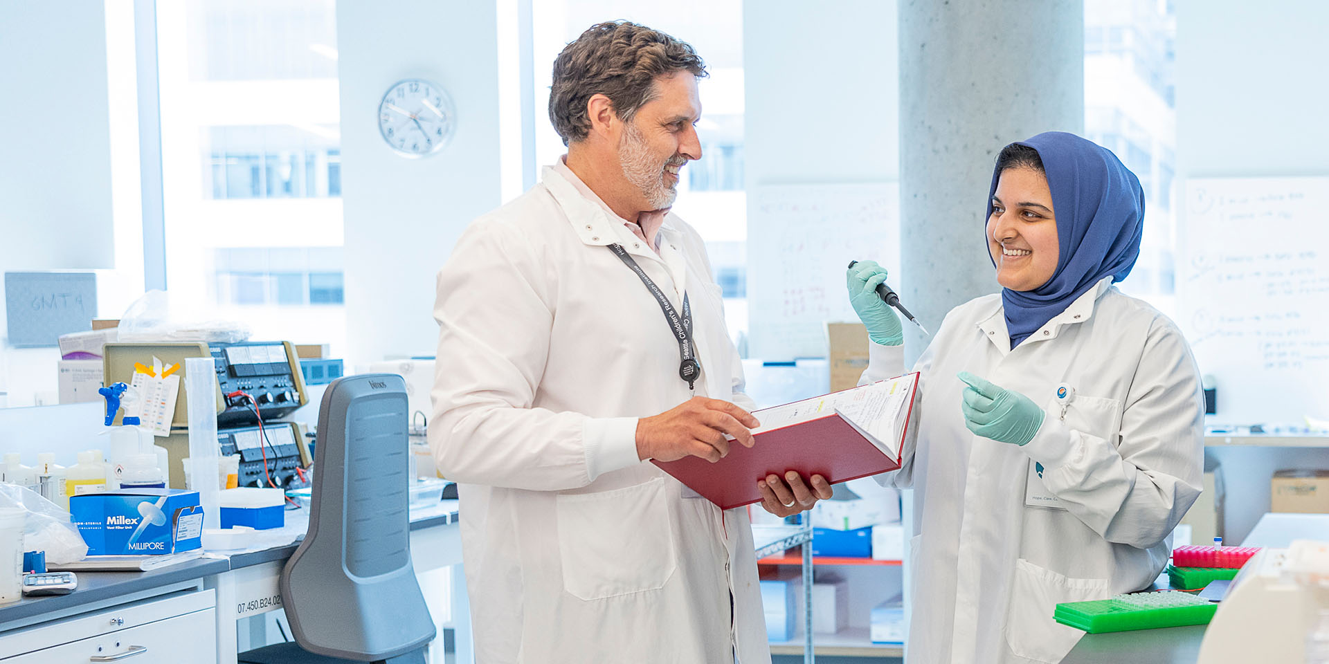 Two researchers in a lab
