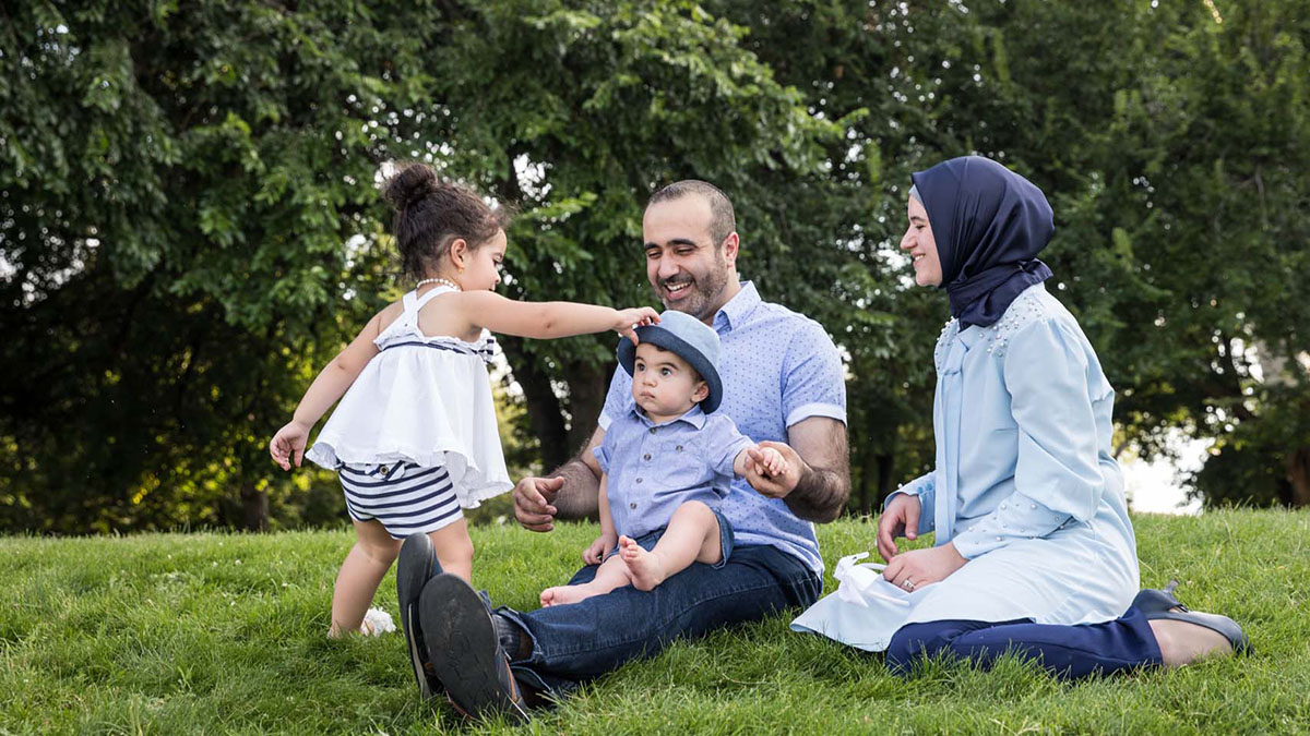 A family in a park